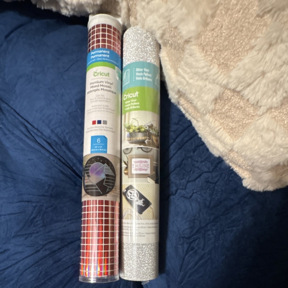 Cricut Permanent Vinyl Roll Summer Seasonal Sampler & Glitter Silver Roll